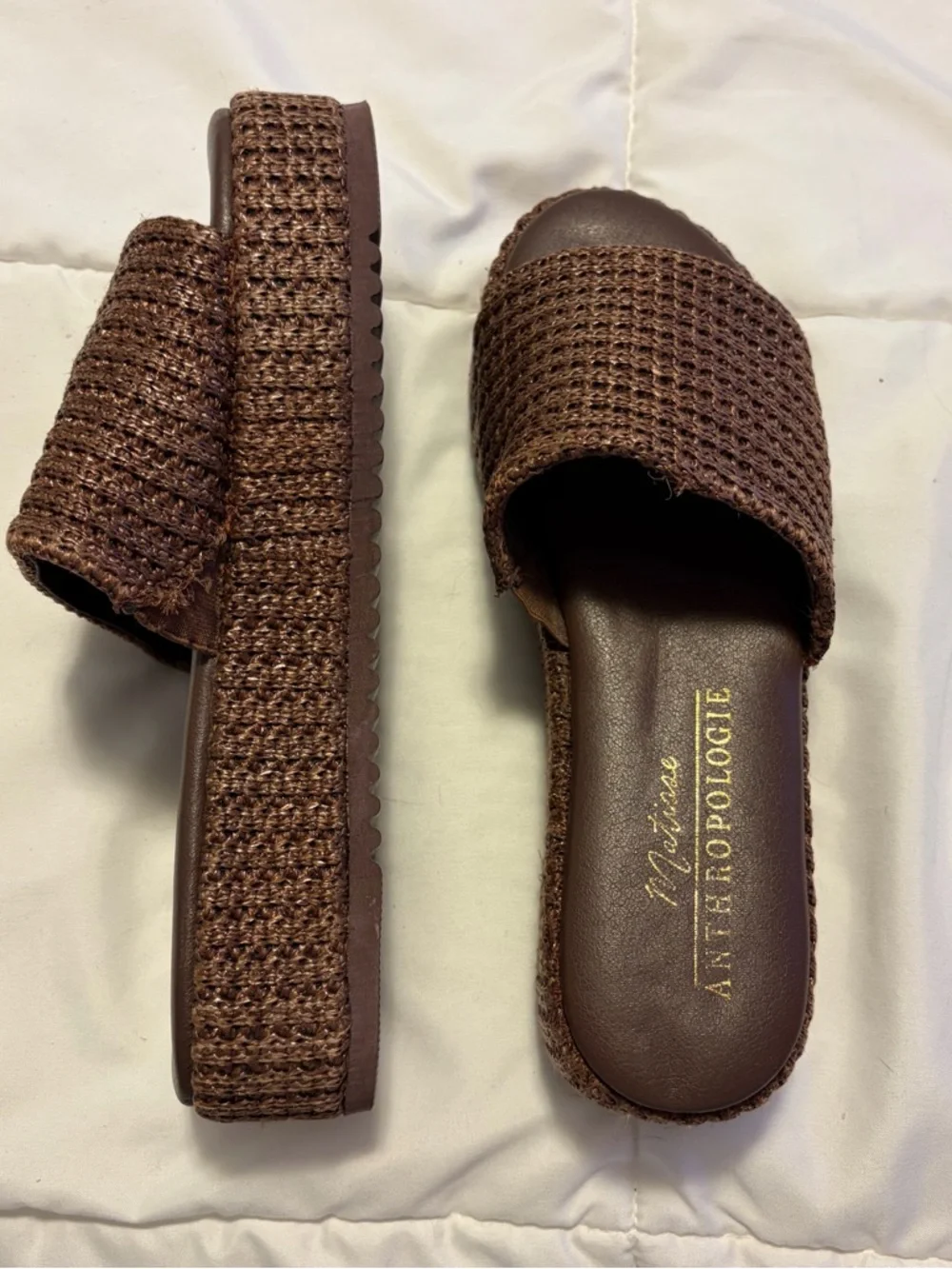 NWOT ANTHROPOLGIE Matisse brown wedge sandals - Picture 1 of 5
